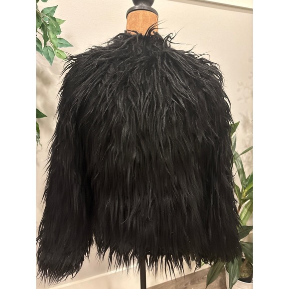 LANSHIFEI Black Shaggy Faux Fur Jacket Coat Women's XXL - Picture 3 of 8